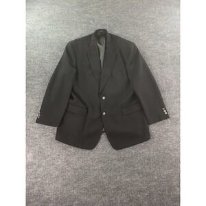 Vintage Stafford Blazer 46 R Black Wool Premium University Silver Button Logo